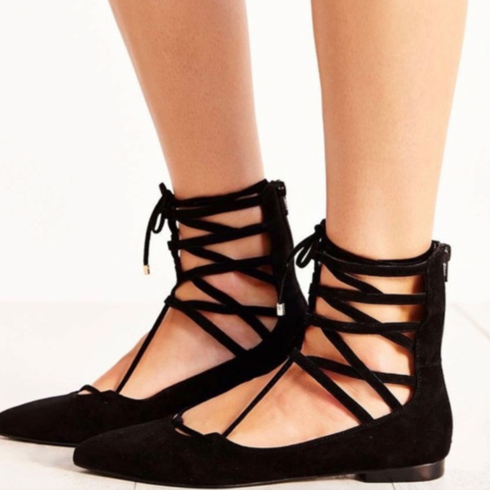 Jeffrey Campbell Atrium Black Lace Up Flats Women’s Size 10 Brand New Rare $160